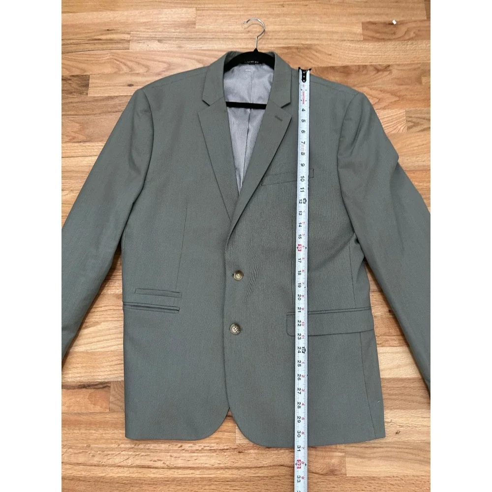 Express Slim Stretch Suit Jacket Mens 46R Sage Green Minimalist Blazer